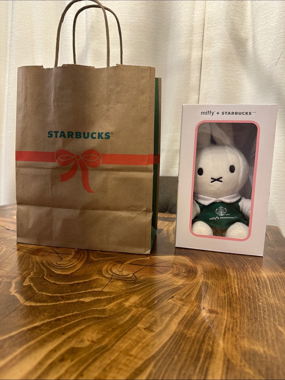 Starbucks White & Green Miffy Plush in Box with Branded Gift Bag